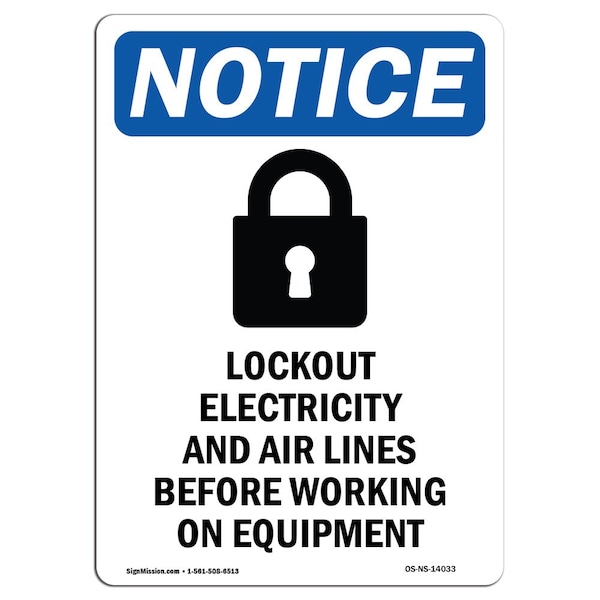 Signmission OSHA Notice Sign, 7" Height, Lockout Electricity Sign With Symbol, 7" X 5", Portrait OS-NS-D-57-V-14033 - main